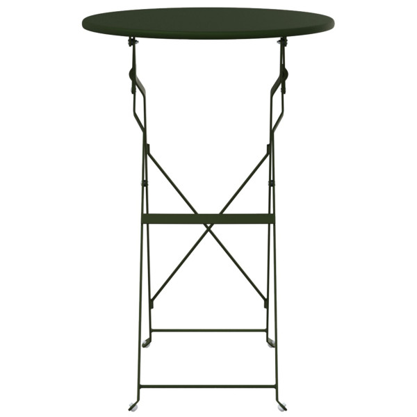 Mesa Bistro Dobrável Verde Escuro Ø50x71 cm Aço com Revestimento em Pó M 4
