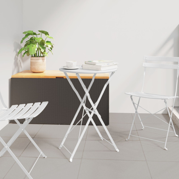 Mesa de Bistro Plegable Blanca Ø50x71 cm de Acero con Revestimiento en Polvo D