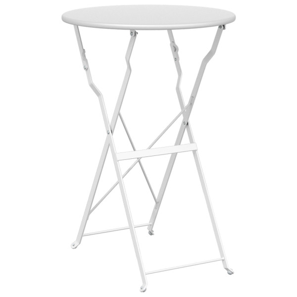 Mesa de Bistro Plegable Blanca Ø50x71 cm de Acero con Revestimiento en Polvo M 2