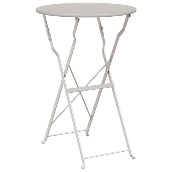 Mesa de Bistro Plegable Beige Ø50x71 cm de Acero con Recubrimiento en Polvo M 2