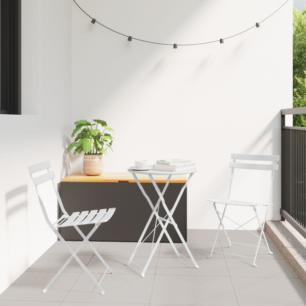 Conjunto de Bistro Plegable de 3 Piezas  Blanco Acero D