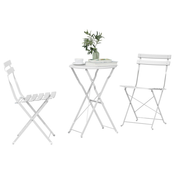 Conjunto de Bistro Dobrável de 3 Peças  Branco Aço M 3