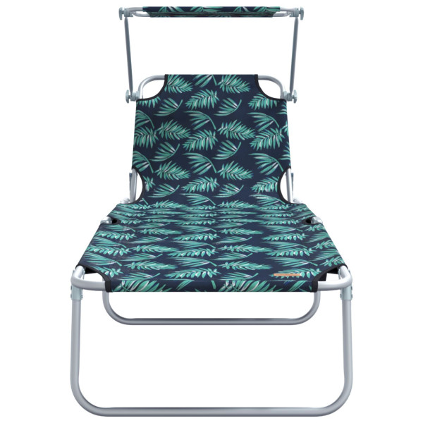 Espreguiçadeiras Dobráveis 2 pcs com Padrão de Folha Tecido Oxford 600D M 5