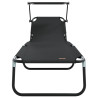 Tumbona plegable con toldo de tela Oxford 600D negra 4