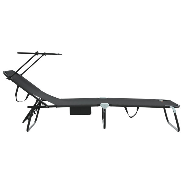 Tumbona plegable con toldo de tela Oxford 600D negra M 5