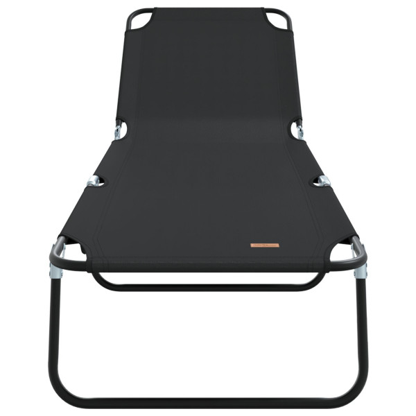 Espreguiçadeira Dobrável 2 pcs Portátil Preta 600D Tecido Oxford M 5