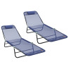 Tumbonas Plegables 2 pcs con Reposacabezas Azul Textilene 2