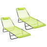 Tumbonas Plegables 2 pcs con Reposacabezas Verde Textileno 2