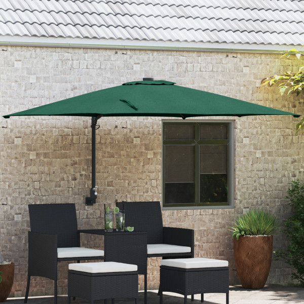 Sombrilla Patio Verde Poliéster 300 cm x 300 cm Plegable D