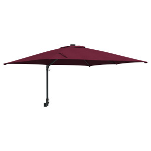 Parasol de Jardim de Parede Vermelho Bordeaux 247 cm H
