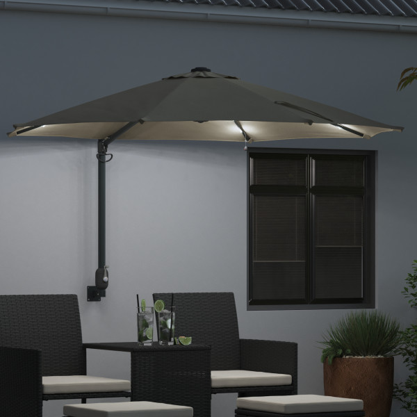 Parasol de Jardín Montado en la Pared con LEDs Arena 248 cm M 4