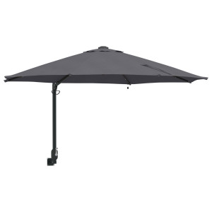 Parasol de Jardim Montado na Parede com LEDs Antracite. 248 cm H