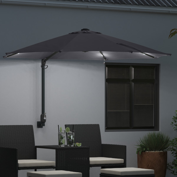 Parasol de Jardim Montado na Parede com LEDs Antracite. 248 cm M 4