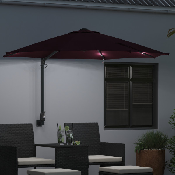 Guarda-Sol de Parede com LEDs. Cor Bordeaux. 248 cm M 4