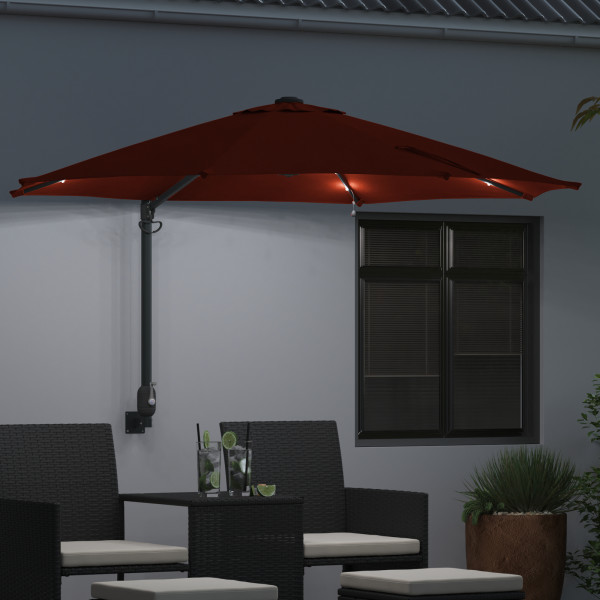 Parasol de jardín montado en la pared con LEDs Terracota 248 cm M 4