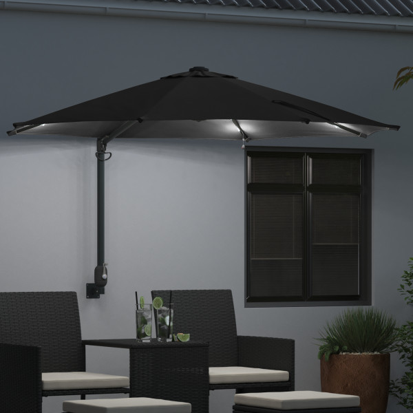 Guarda-sol de Jardim com LEDs. preto. 248 cm M 4