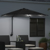 Parasol de jardín montado en la pared con LEDs Negro 248 cm 4