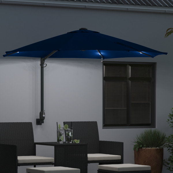 Guarda-Sol de Jardim de Parede com LEDs Azul 248 cm M 4