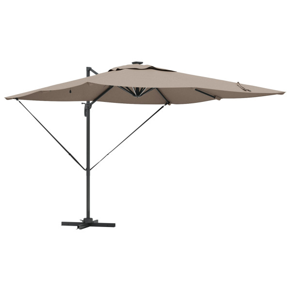 Parasol Cantilever Roma da com LEDs - Taupe (286 x 285 x 270 cm) - Alumínio M 4