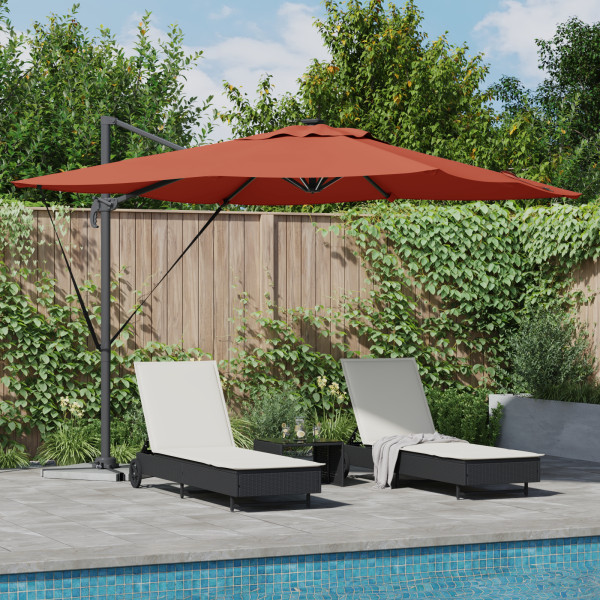 Parasol Cantilever Roma con LEDs Terracota 286x285x270 cm Aluminio D