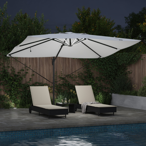Parasol Cantilever Roma da com LEDs Bege 352 x 251 x 265 cm em Alumínio M 5