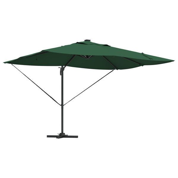 parasol cantilever Roma de con LEDs verde 352x251x265 cm aluminio M 2