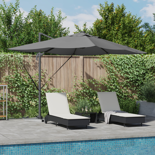 Parasol Cantilever Roma de con LEDs Antracita 352x251x265 cm Aluminio D