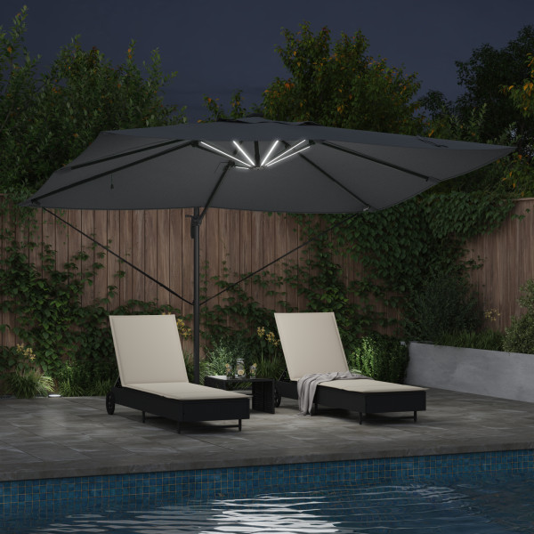 Parasol Cantilever Roma de con LEDs Antracita 352x251x265 cm Aluminio M 5