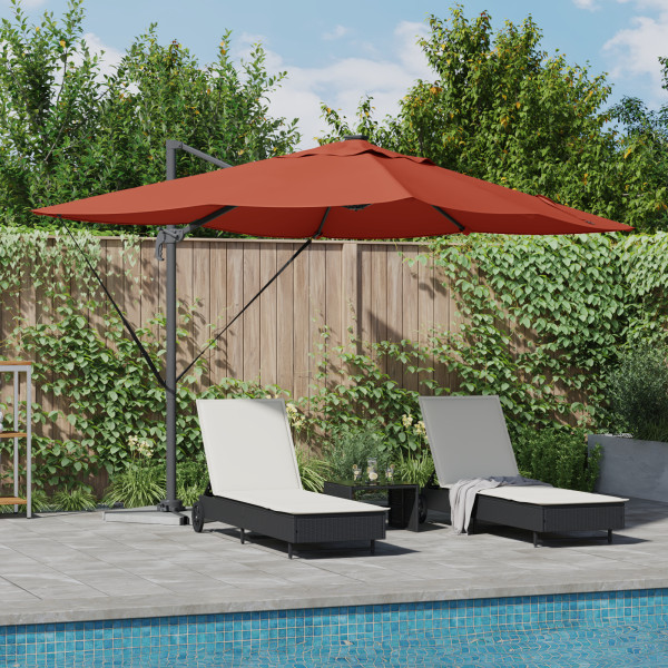 Parasol Cantilever Roma con LEDs Terracota 352x251x265 cm Aluminio D