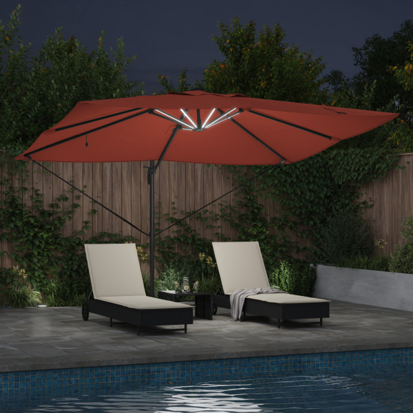 Parasol Cantilever Roma con LEDs Terracota 352x251x265 cm Aluminio M 5