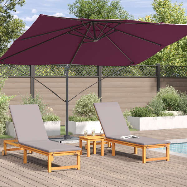 Guarda-Sol Cantilever Roma Vermelho Bordeaux 352x251x260 cm em Alumínio M 5