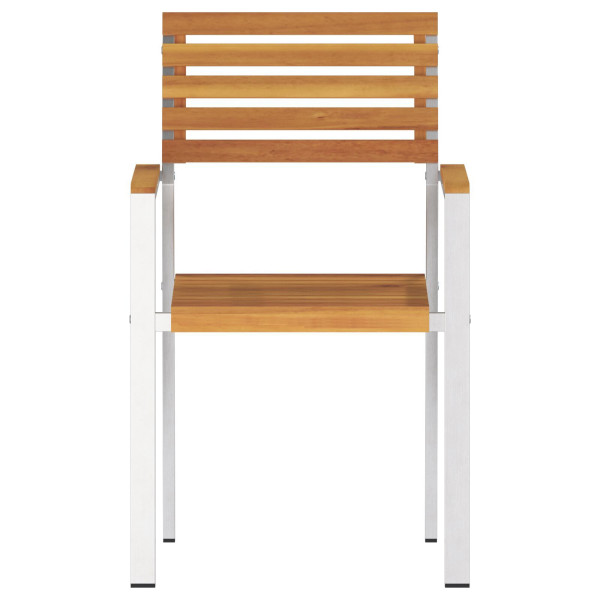 Sillas de jardín apilables 2 pcs de madera maciza de acacia y acero M 5