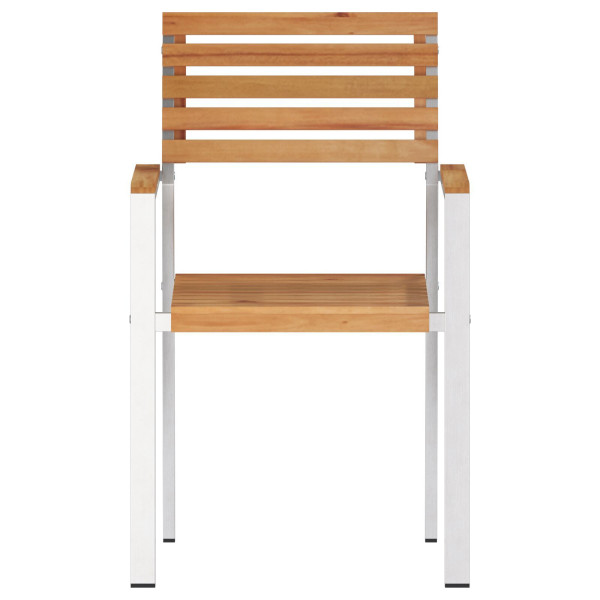 Sillas Apilables para Jardín 2 pcs Madera Maciza de Teca y Acero M 5