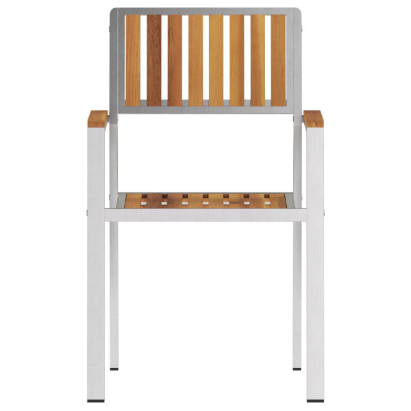 Sillas de jardín apilables 4 pcs de madera maciza de acacia y metal M 5