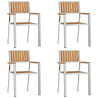 Cadeiras de Jardim Empilháveis 4 pcs Madeira Sólida de Teca e Aço Inoxidável 4