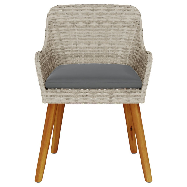 Cadeiras de Jardim com Almofadas 2 pcs Cinza Claro Rattan Poly M 5