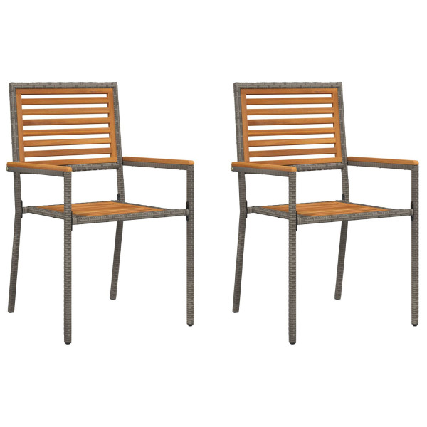 Cadeiras de Jardim Empilháveis - 2 pcs em Rattan Poliéster Cinza M 2