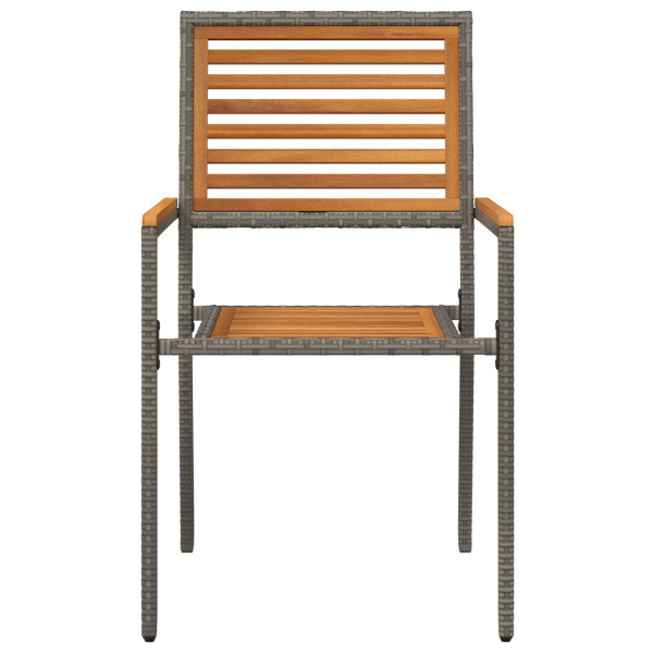 Sillas apilables de jardín  con cojines. 2 pcs. Gris de ratán sintético M 5