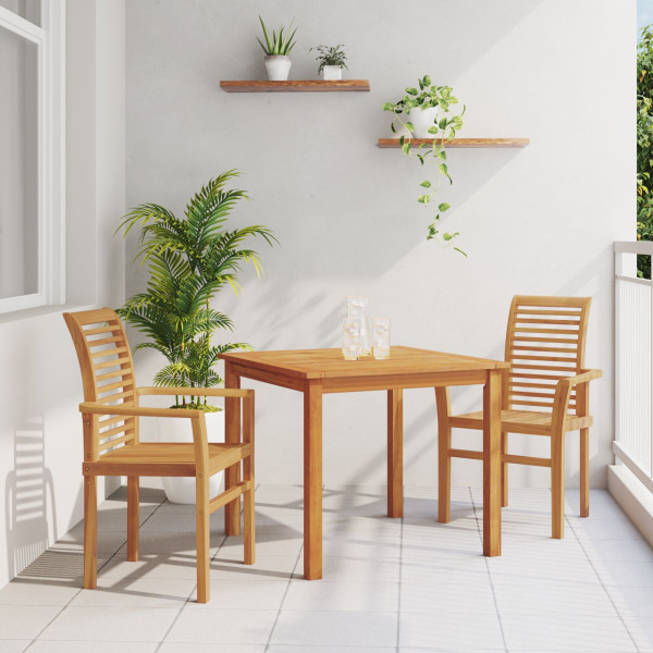 Silla de Jardín Apilable 2 pcs Madera Maciza de Teca D