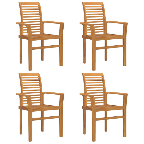 Silla de Jardín Apilable 4 pcs Madera Maciza de Teca M 2
