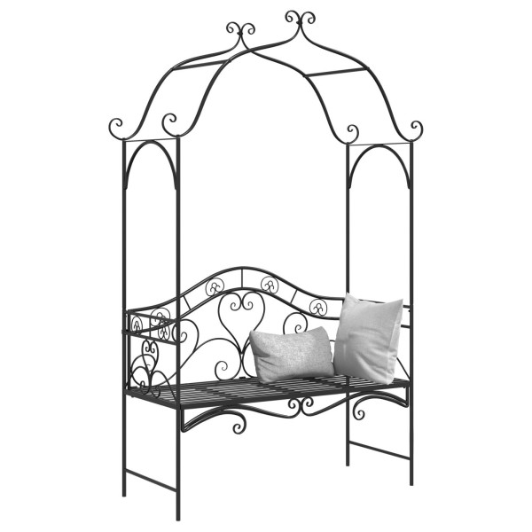 Banco Negro de Exterior Metal Grande Detalles Decorativos M 4