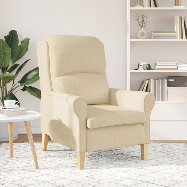 Sillón Moderno Crema Tela y Madera Mediano Sillón Crema M 4