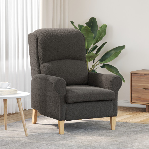 Sillón Ergonómico Gris Oscuro Tapicería de Tela con Patas de Madera D