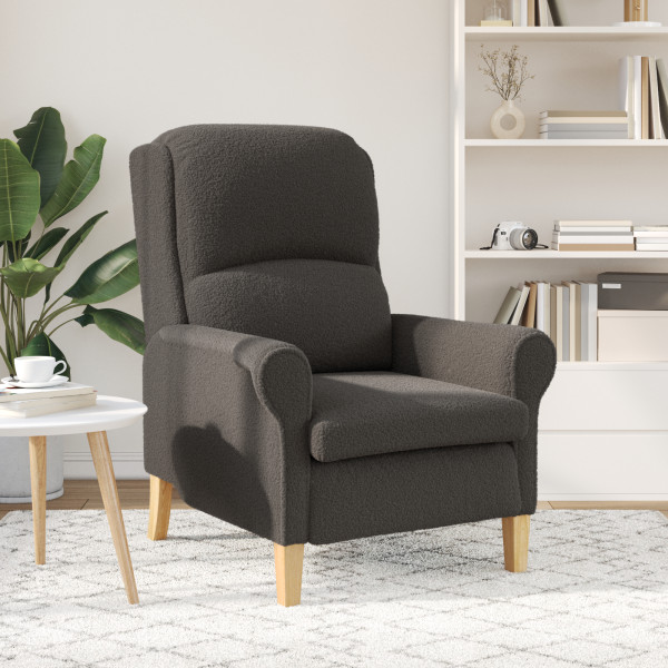 Sillón Ergonómico Gris Oscuro Tapicería de Tela con Patas de Madera M 4