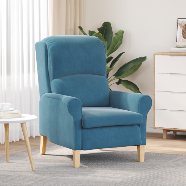Sillón Azul Azul Tela. Madera Estándar Ergonómico Sillón Azul D