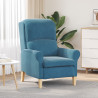 Sillón Azul Azul Tela. Madera Estándar Ergonómico Sillón Azul 1