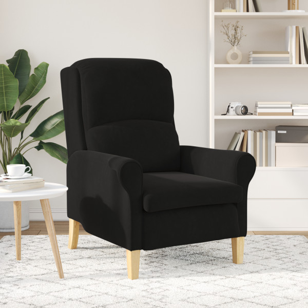 Sillón Negro Negro Tela. Madera Estándar Ergonómico M 4
