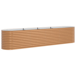 Cama Elevada de Jardim Efeito Madeira Aço galvanizado H