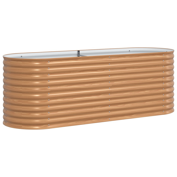 Cama Elevada de Jardim Castanha - Aparência de Madeira 240x80x81 cm de Aço M 2