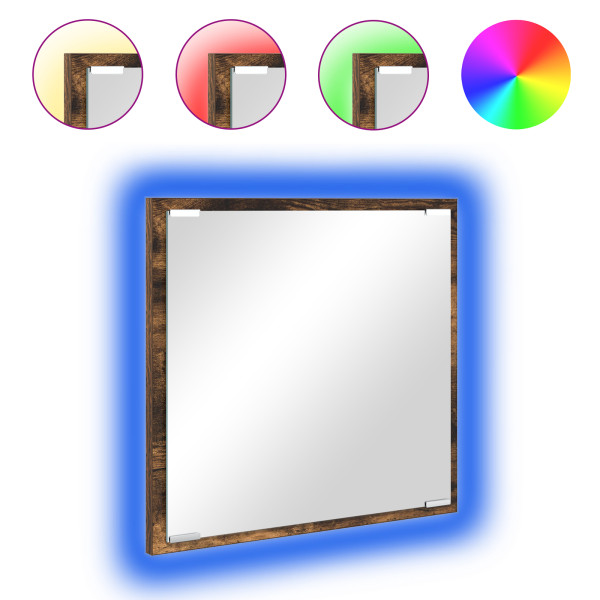 Espelho de Casa de Banho LED Carvalho Fumado 40x8.5x37 cm Madeira Engenharia M 4